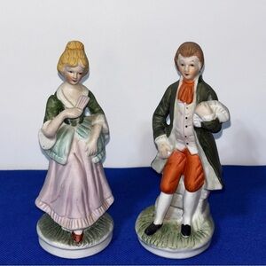 Vintage Victorian Figurine Set Pastel Colors 6"